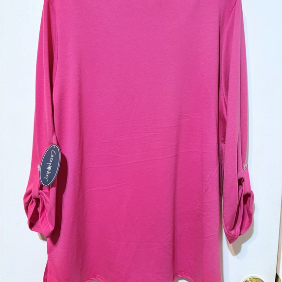 Casey Key NWT Elegant Pink Tunic with Palm Embellished Rhinestones Size 1X - Picture 6 of 8